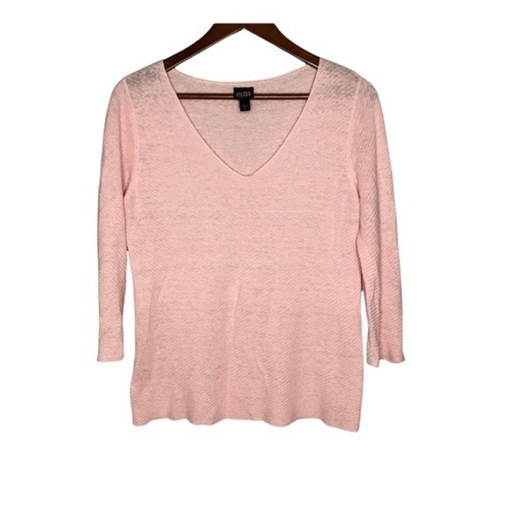 Eileen Fisher Soft Pink V-Neck Lightweight Sweater
